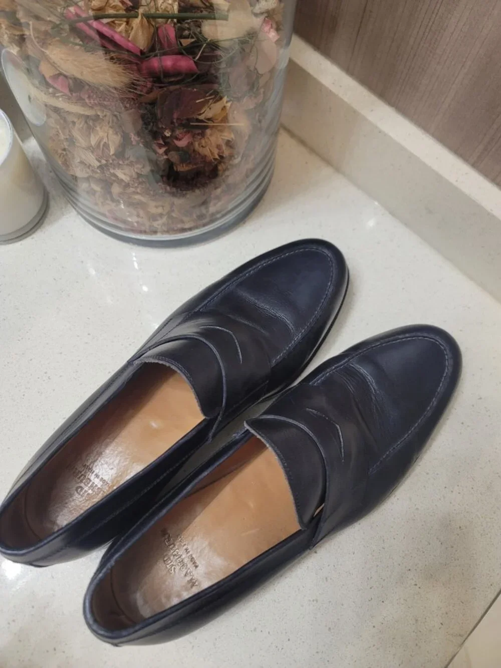 Sid Mashburn Men 10.5 Leather Penny Loafers Italian Dress Shoes. Black